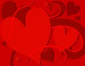 Bright Red Valentine's Day Hearts Swirls