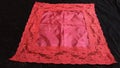 Bright red vintage lacy handkerchief