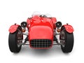 Bright red vintage open wheel sport racing car - front view closeup shot Royalty Free Stock Photo