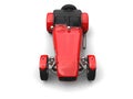 Bright red vintage open wheel sport racing car - top down view Royalty Free Stock Photo