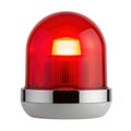 Bright red warning beacon light with silver base and internal lamp emitting light Royalty Free Stock Photo