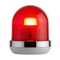 Bright red warning beacon light with silver base and internal lamp emitting light Royalty Free Stock Photo