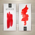 Bright red watercolor brush strokes. Royalty Free Stock Photo