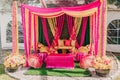 Bright red and yellow tent in Indian style for the bride and groom Royalty Free Stock Photo