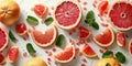 Bright and Refreshing Citrus Fruit Assortment with Grapefruit, Orange, and Mint on White Background