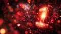 Digital representation of the number one in a vibrant binary code landscape with glowing particles in a dark setting