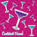 Bright retro cocktail sticker card