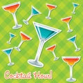 Bright retro cocktail hour sticker card Royalty Free Stock Photo