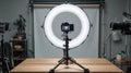 Bright Ring Light Setup for Photography and Video Production Royalty Free Stock Photo