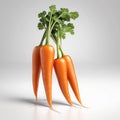 Bright ripe carrots on a white background