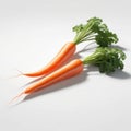 Bright ripe carrots on a white background