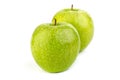 Bright ripe green apples in water drops Royalty Free Stock Photo