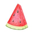 Bright ripe triangular piece of watermelon, hand-drawn with pencils