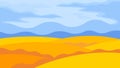 yellow autumn fields landscape horizontal illustration