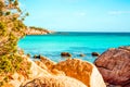 Bright Rock Beach, Sardinia, Beautiful Landscape With Turquoise Ocean