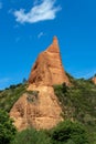 Bright rock peak at the Las Medulas historic gold mining site on a sunny day