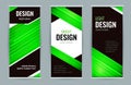 Bright Roll-up banner with green lines on black background. Design Abstract vector graphic background. Royalty Free Stock Photo