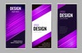 Bright Roll-up banner with purple lines on dark background. Design Abstract vector graphic background. Royalty Free Stock Photo