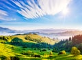 Captivating scene of the alpine valley in sunlight. Location place Carpathian, Ukraine, Europe Royalty Free Stock Photo