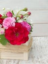 Bright roses and english dogwood bouquet Royalty Free Stock Photo