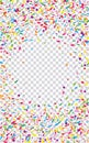 Bright Round Background Transparent Vector. Confetti Celebration Texture. Graphic Frame. Red Geometric Surprise Design.