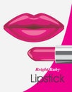 Bright ruby lipstick. Label for design