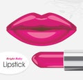 Bright ruby lipstick. Label