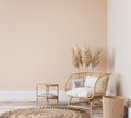 Bright Scandinavian living room design, frame mockup in minimal interior background