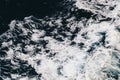 Bright sea water wave from a cruise ship. Ferry boat leaves a wave on a side in a dark blue water of Mediterranean Sea Royalty Free Stock Photo