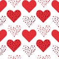 Bright seamless abstract pattern of heart-shaped figures in trendy hues. Background, texture. Love