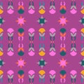 Bright Seamless Abstract Vector Repeat Pattern In Cerise Multicolor