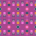 Bright Seamless Abstract Vector Repeat Pattern In Cerise Multicolor