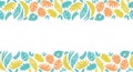 Bright seamless border with various tropical leaves for banner, header Royalty Free Stock Photo