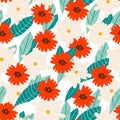 bright seamless floral background.Abstract flowers and leaves