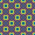 Bright seamless geometric pattern, colored repeating tiles of randomly sized squares