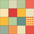 Bright seamless patchwork background with different patterns.