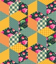 Bright seamless patchwork pattern from different colorful elements. Royalty Free Stock Photo