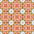 Bright seamless pattern of abstract geometric elements in ethnic style. A repeating tile of colored squares and rhombuses on an Royalty Free Stock Photo