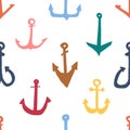 Bright seamless pattern anchor sketch hand drawn.