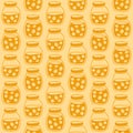 Bright seamless pattern with the apricot jam jars.