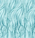 bright seamless pattern with blue vertical waves drawn by pencils and watercolors