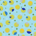 Bright seamless pattern with circles with multi-colored sections