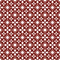 Bright seamless pattern of circles and petals. Red and white.