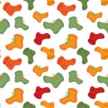 Bright seamless pattern featuring warm colorful socks and off-season boots. Vector repeat texture. Royalty Free Stock Photo