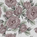 Bright seamless pattern with flowers. Rose. Watercolor illustration. Hand drawn