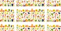 Bright seamless pattern fresh healthy fruits, vegetables, berries isolated on white