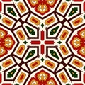 Bright seamless pattern with geometric ornament in Christmas traditional colors. Ethnic and tribal motifs. Royalty Free Stock Photo