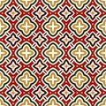 Bright seamless pattern with geometric ornament in Christmas traditional colors. Ethnic and tribal motifs. Royalty Free Stock Photo