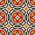 Bright seamless pattern with geometric ornament in Christmas traditional colors. Ethnic and tribal motifs. Royalty Free Stock Photo