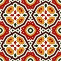 Bright seamless pattern with geometric ornament in Christmas traditional colors. Ethnic and tribal motifs. Royalty Free Stock Photo